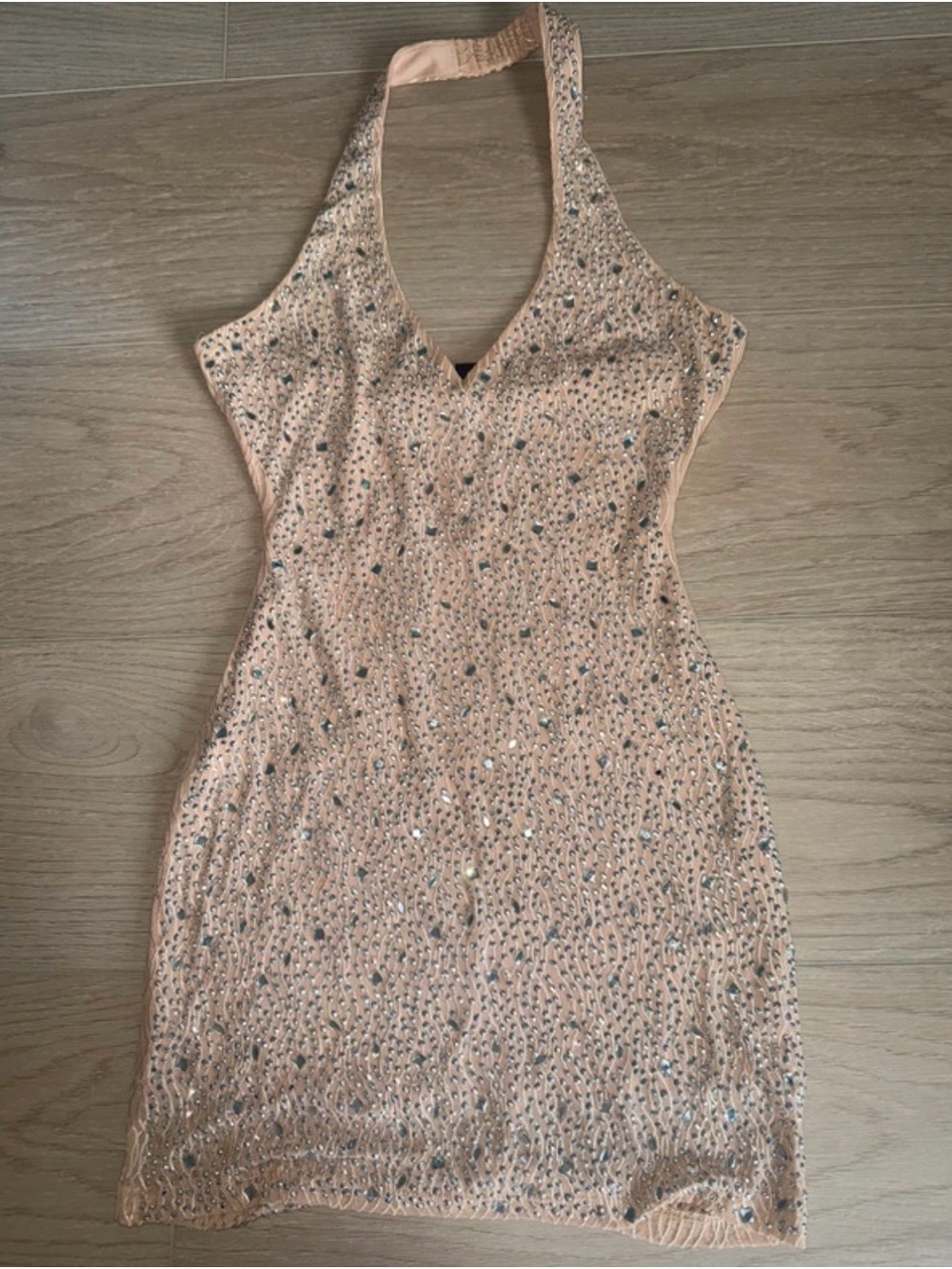 Windsor Tan Sequin Mini Bodycon Dress